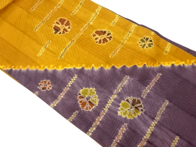 JAPANESE NAGOYA OBI / SHIBORI / WOVEN ABSTRACT FLOWERS